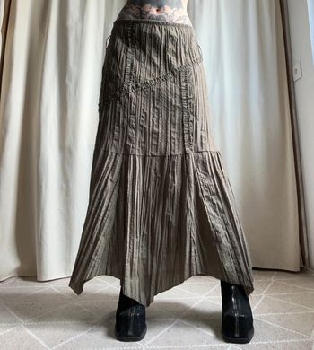 Jupe longue kaki asymétrique Fairygrunge 🧚 vintage made in France 🇫🇷 Forestcore 90s - Taille M/L