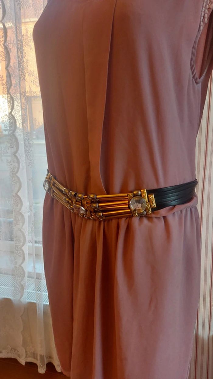 Ceinture en cuir noir avec application 90cm - photo numéro 3