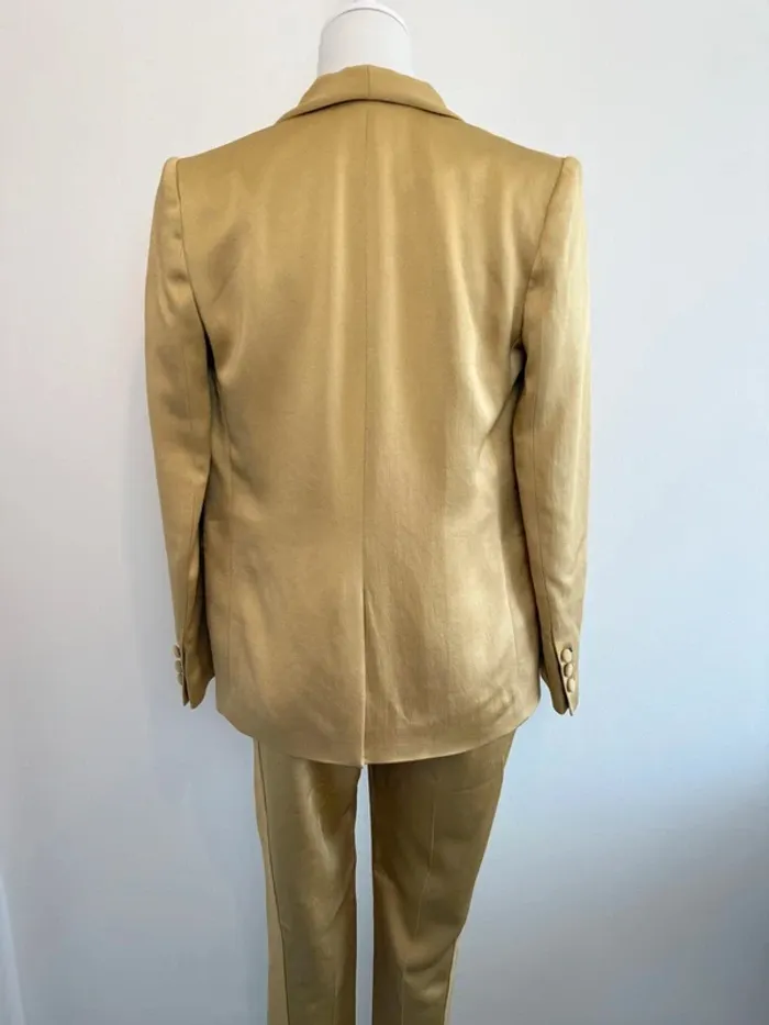 Tailleur ensemble blazer et pantalon Maison Sarah Lavoine doré taille XS parfait état - photo numéro 7