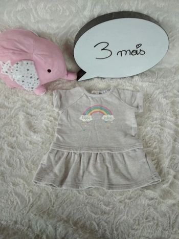 Robe Fille 3 mois Arc en Ciel cœur "Happy colors" Pat et Ripaton 100% coton