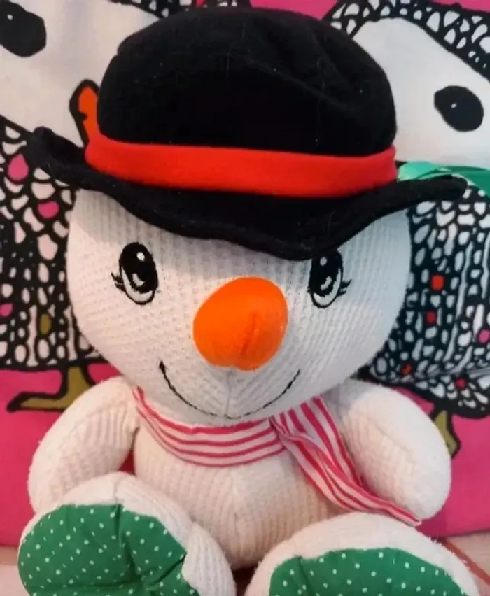 Peluche fisher price cozies 1998  bonhomme de neige très très rare. - photo numéro 2