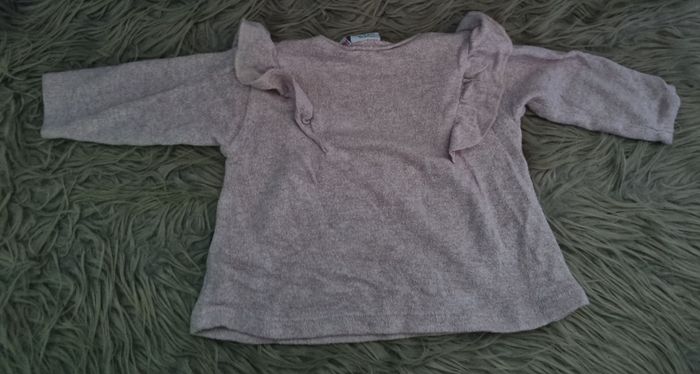 Pull lila doux avec volants 3-6mois - photo numéro 4