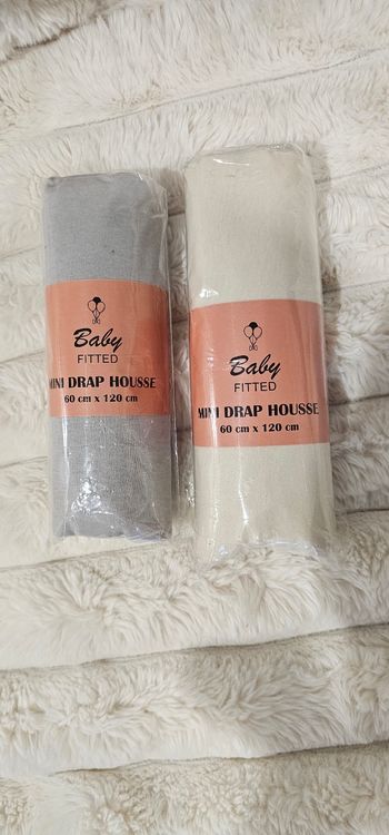 Lot de 2 draps housses 60×120cm Neufs