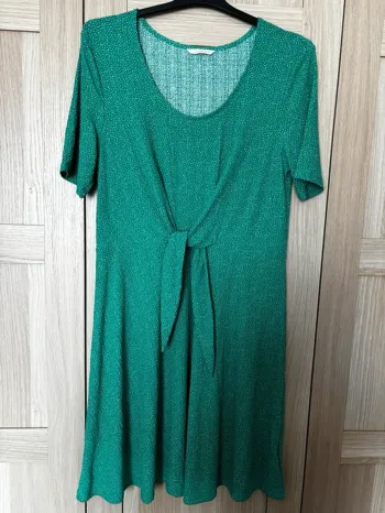 Robe verte points blancs Camaïeu t.l