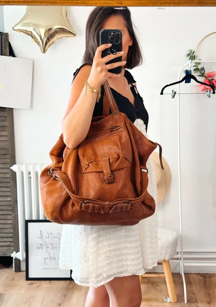 Sac Billy Jérôme Dreyfuss L en cuir marron - photo numéro 2
