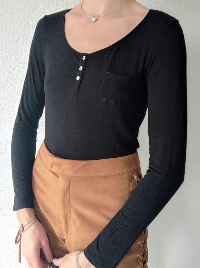 Tee-shirt Noir drapeau gris y2k / Banana Moon - 36/S à 38/M - photo numéro 5