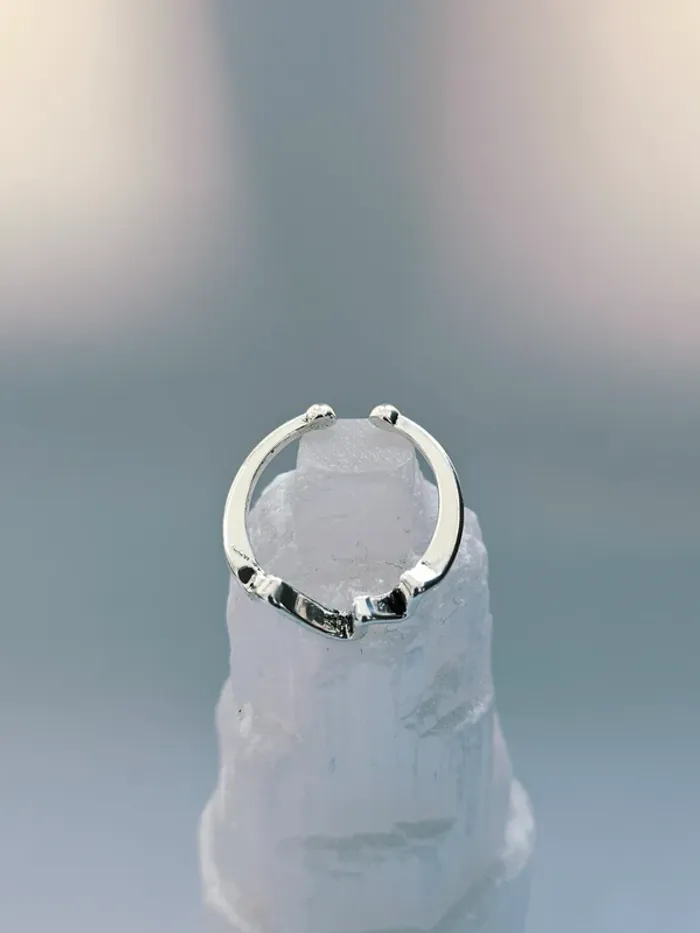 Bague acier inoxydable géométrique ondulée ajustable - photo numéro 5