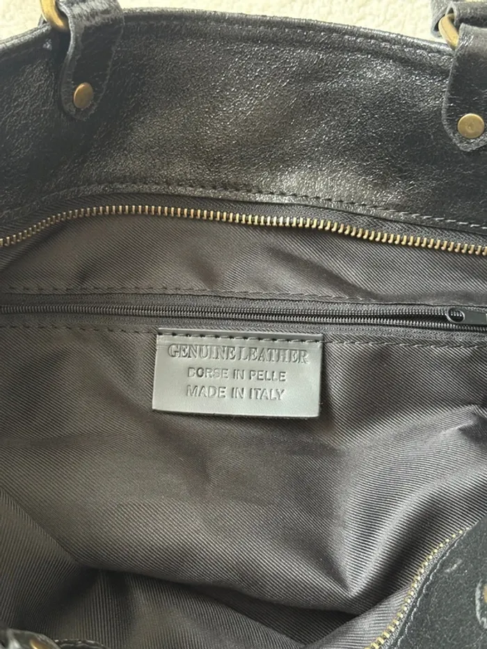 Grand sac noir en cuir véritable – Genuine leather - photo numéro 6
