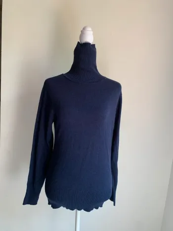 Pull col roulé côtelé bleu marine – Bel&Bo – Taille L