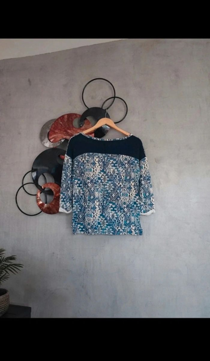 Pull fin à motifs bleus Stradivarius - photo numéro 2