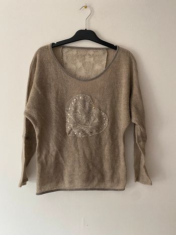 Pull à dentelles beige T38