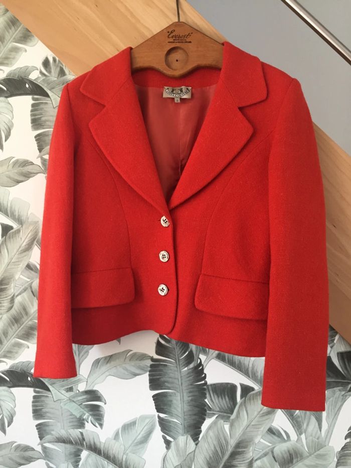Vintage-Veste orange courte, cintrée-Loona Couture