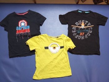 Lot de 3 tee shirt garçon en 8 ans, licences, minions, plane, captain America