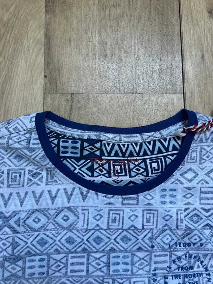T-shirt tribal Teddy Smith blanc bleu 14ans - photo numéro 2