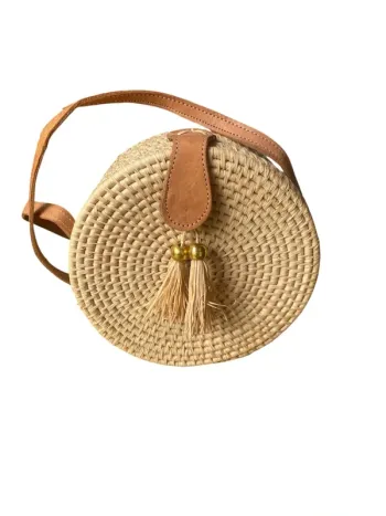 Sac en raphia rond fabriqué à Madagascar