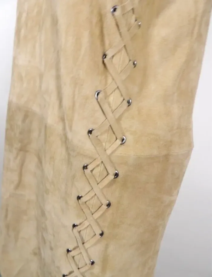 Robe ZAPA courte en cuir velours Camel - photo numéro 5