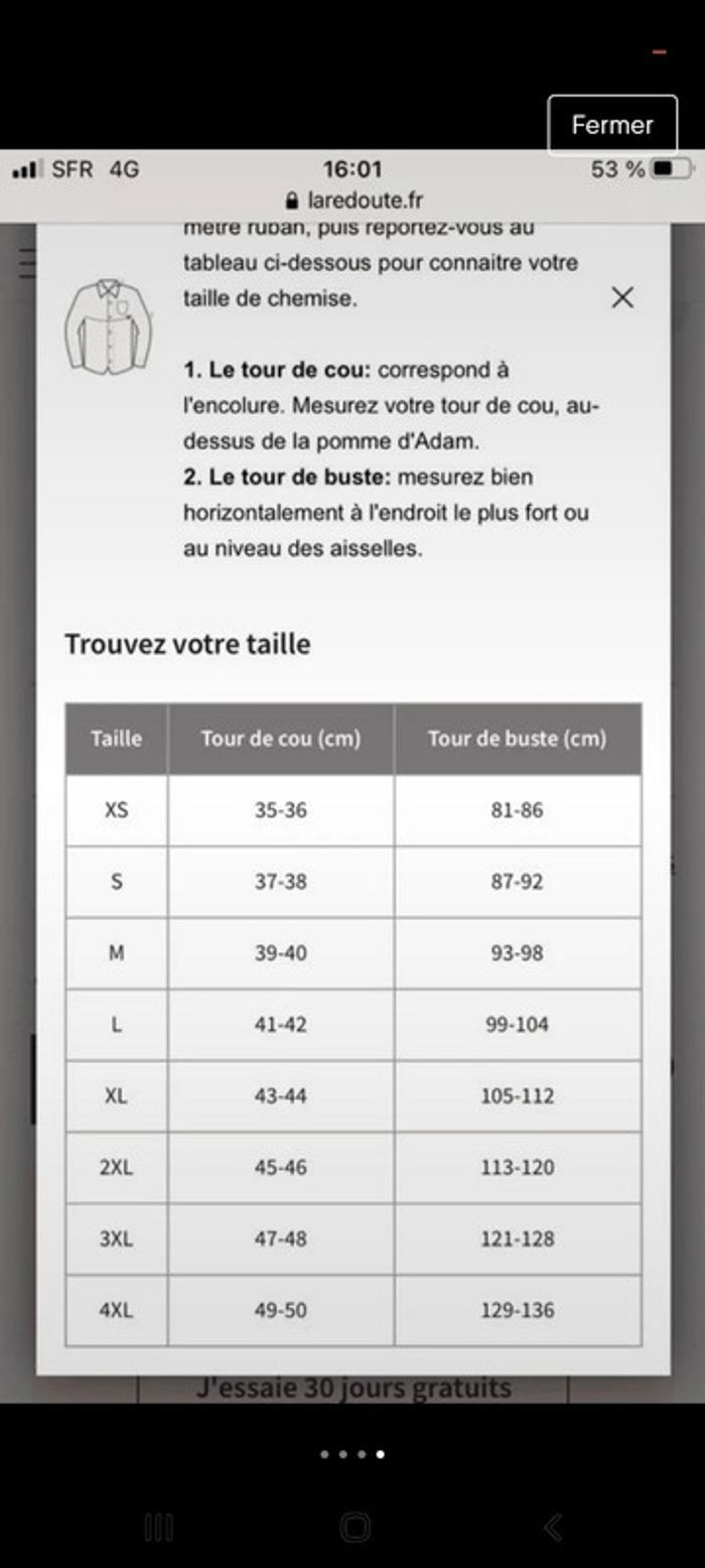 Chemise rouge à carreaux taille m la redoute creation - photo numéro 2