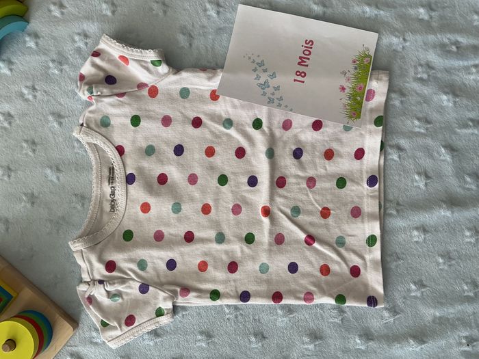 teeshirt manches longues blanc à pois multicolore 18/24 mois babygap - photo numéro 3