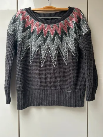 Pull gris col en sequins Guess - Taille XS
