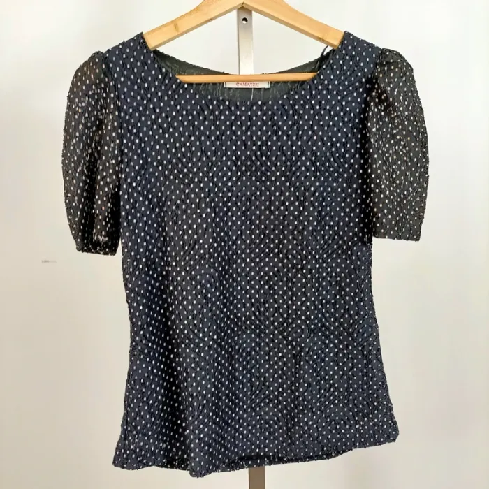 Haut noir à pois Camaïeu – Taille S (36 EU) A709