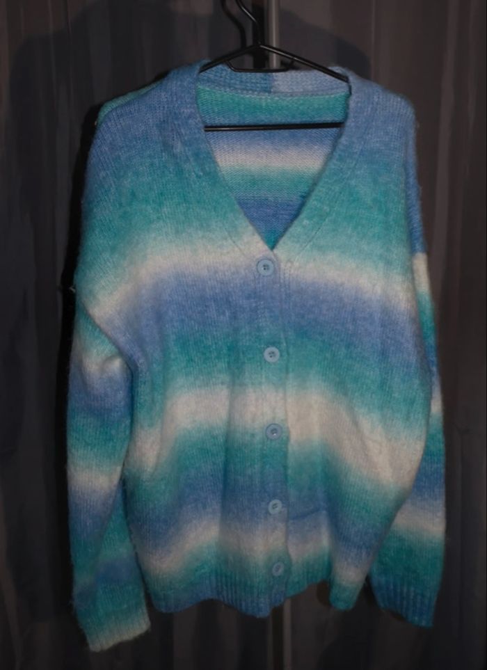 Cardigan en laine bleu unisexe