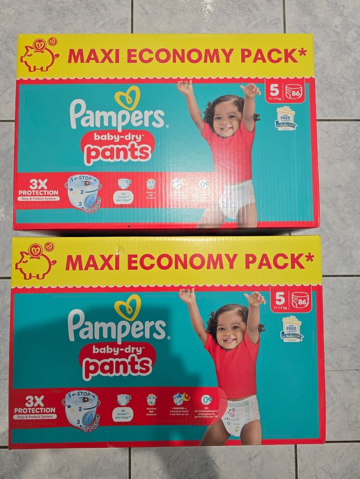 🍼 Pampers Baby Dry – Taille 5 (11 - 17 kg) – Lot 2x86 couches – Neuf