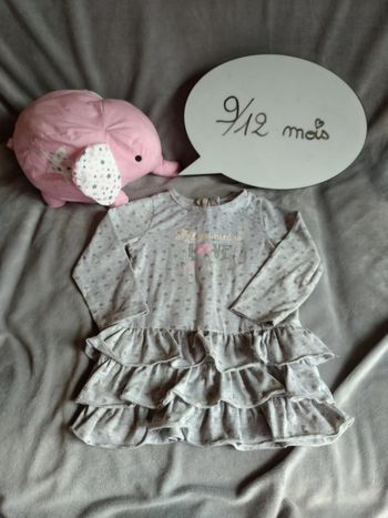 Robe Fille 9/12 mois "All you need is love" cœurs 3 pommes