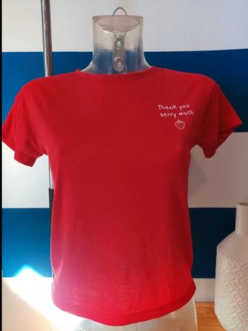 Tee-shirt manches courtes rouge Gémo femme taille XS