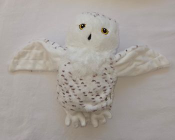 Doudou marionnette Hibou/ Chouette blanc ,beige et gris- Ikea