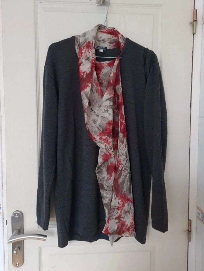 Pull gris avec foulard femme boosley taille L/40 - photo numéro 7