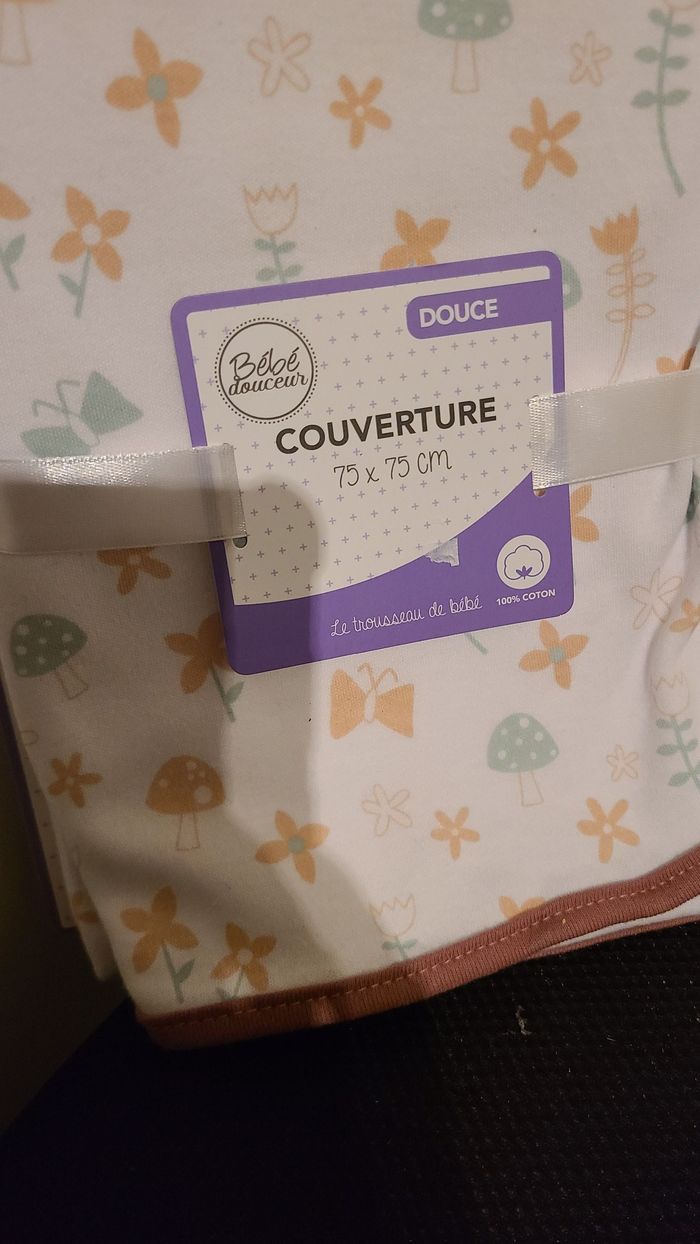 bébé douceur couverture douce coton 75x75 cm - photo numéro 2