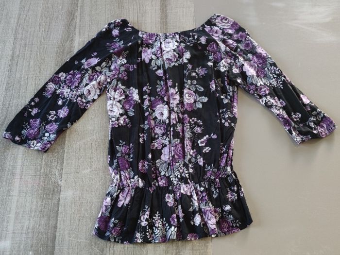 Blouse Armand Thiery fleurie noir violet taille 38 viscose très bon état - photo numéro 8
