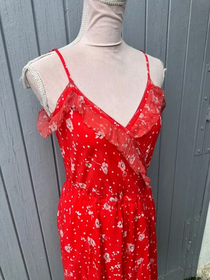 Robe d’été coloré décolleté blanche rouge fleurie légère doublée one step 36/S - photo numéro 2