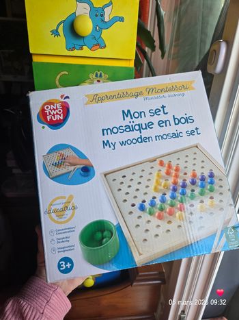 🧩 Jeu Montessori – Set mosaïque en bois  (dès 3 ans)
