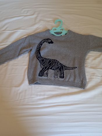Joli petit pull lulippuli garçon gris dinosaure 2-4ans