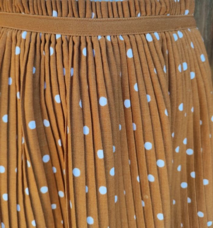 Jupe Okaïdi camel imprimé pois blanc - photo numéro 5