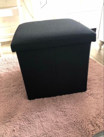 Pouf de rangement noir neuf pliable – 38x38x38 cm