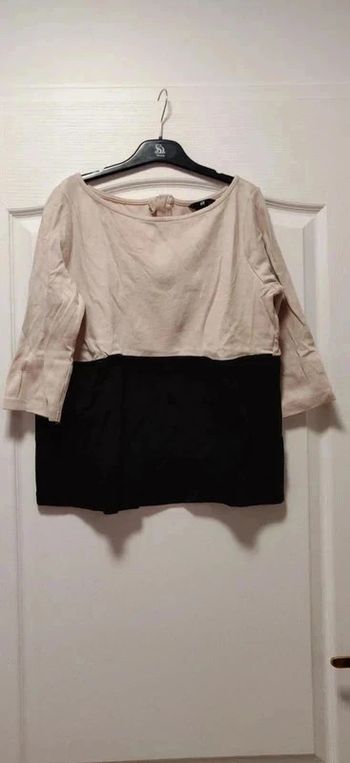 Top manches 3/4 beige et noir H&M M