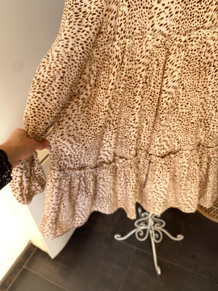 Robe baby doll beige avec tâches marron taille 38 - photo numéro 4