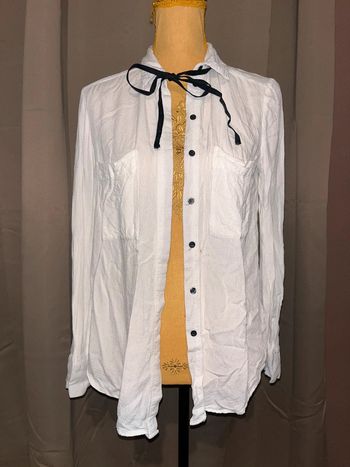 Chemise blanche lien noir promod 38