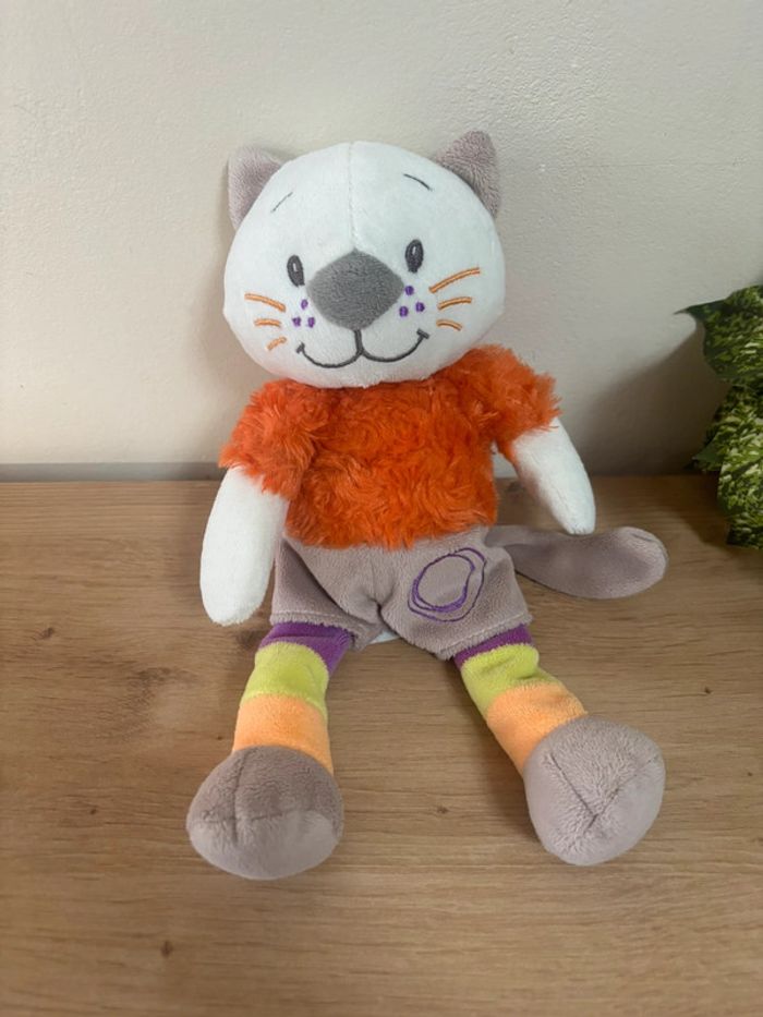 Doudou peluche chat orange multicolore cercle jogystar - photo numéro 2