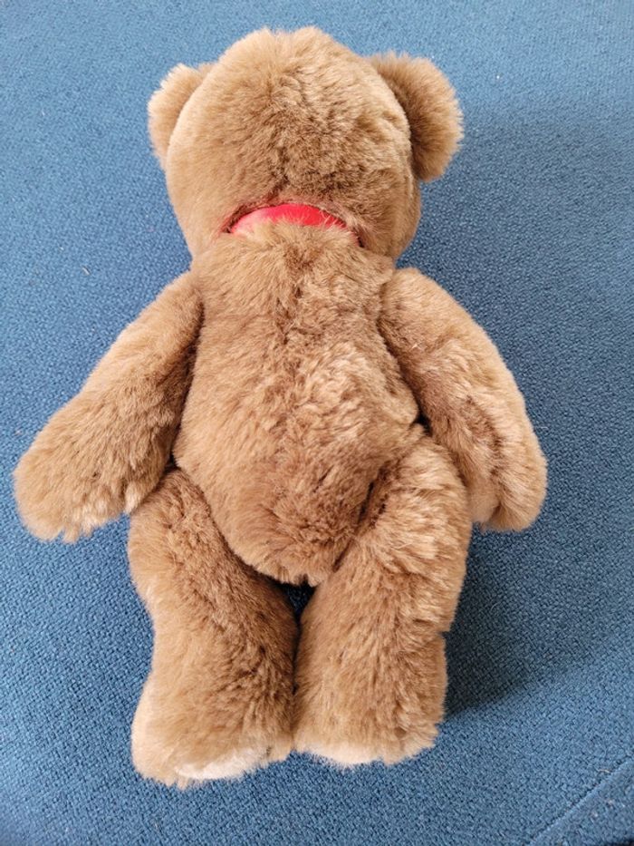 Peluche Ours brun articulé Steiff 26cm debout assis marron collection noeud rouge - photo numéro 5