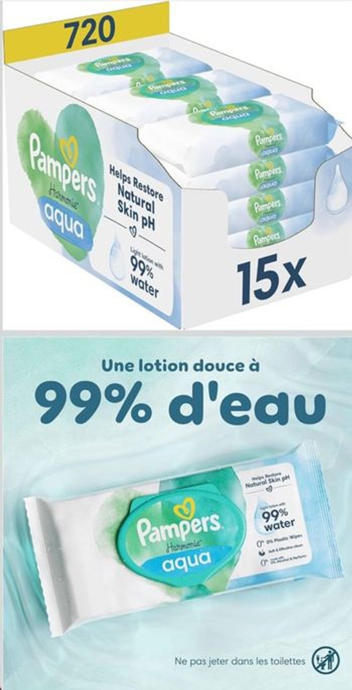 7 paquets de lingettes Pampers Harmonie Aqua - photo numéro 2