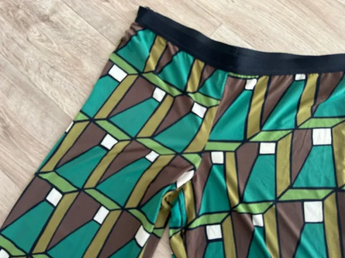 Siyu pantalon, fluide, moulant été vert, imprimée femme, taille 34 - photo numéro 2