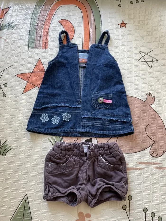 Lot 2 robes jeans et short bébé fille 6 mois