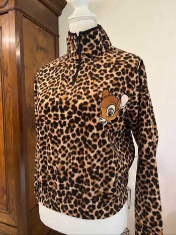 Sweat léopard Disney Undiz x Bambi half zip quart de zip pull col camionneur polo