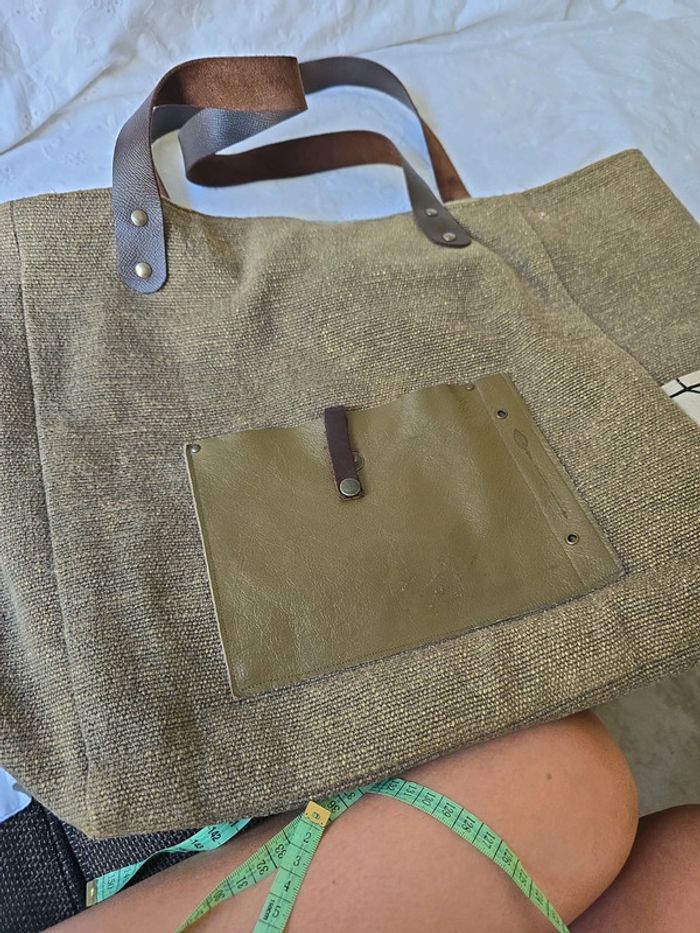 Cabas sac fait Main Grand modèle xxl pièce unique très pratique et Tendance - photo numéro 16