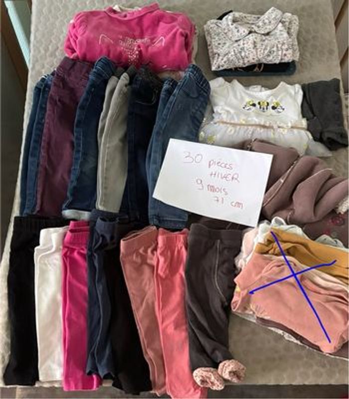 Lot de 22 vêtements hiver 9 mois 71 cm