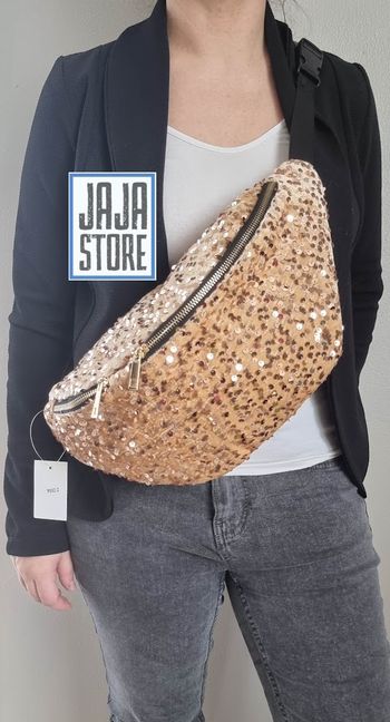 Grand sac banane Sequins dorés brillants