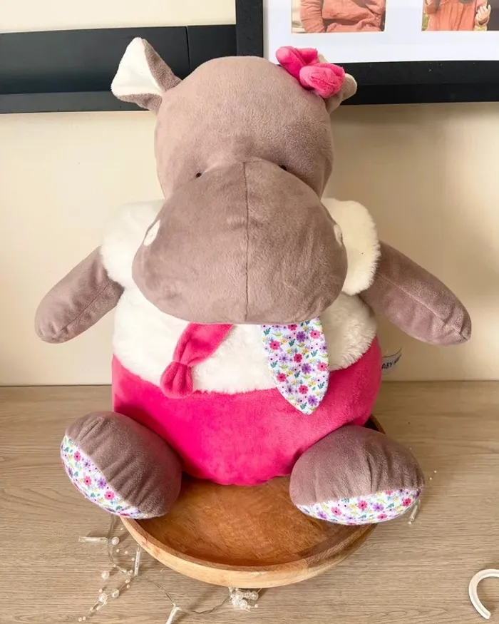 Peluche et range pyjama 2 en 1 Zoé l'hippopotame - Baby Nat' - photo numéro 2